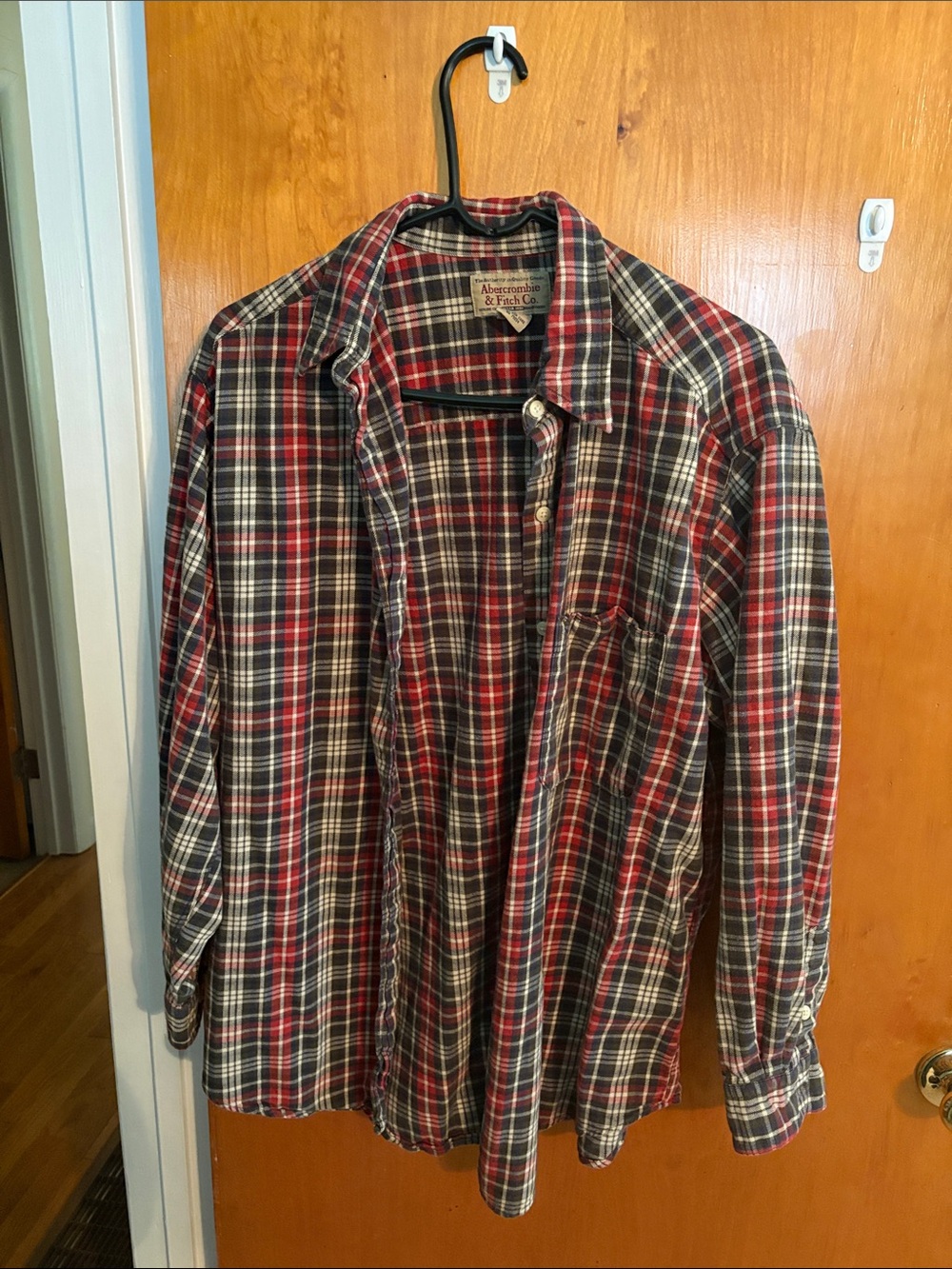 Abercrombie & Fitch Red and Black Plaid Button-Down Shirt
